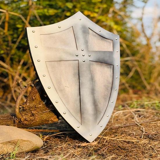 Templar Crusader 71.12 Cm Shield Medieval Knight for LARP, Cosplay Decor Handcrafted Warrior Prop, Gift for Her
