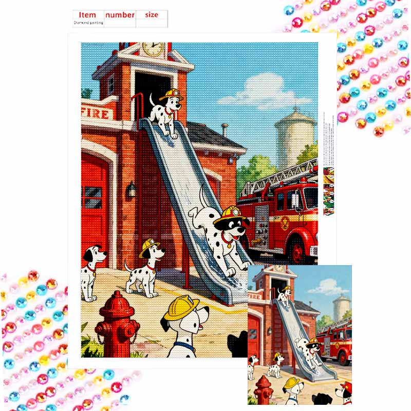 Disney Dalmatian fire pups diamond art painting kit 5D handmade diy diamond painting, home wall decoration