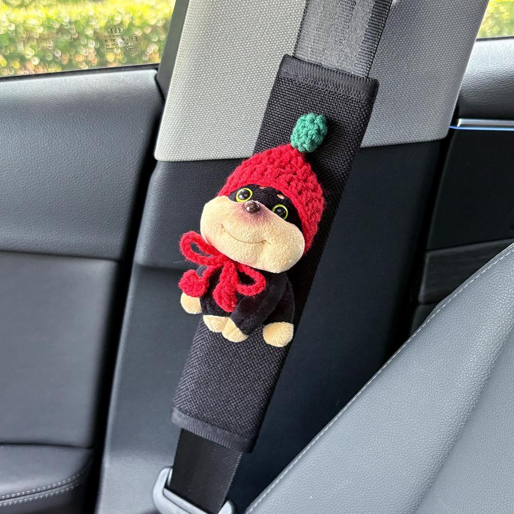 Cute Bee Dog Car Seat Belt Shoulder Pad - Universal Car Interior Decoration for All Seasons