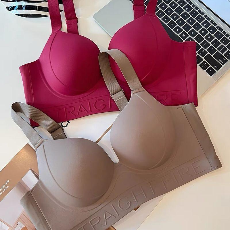 Women's Seamless Tank Top Bra Comfortable Push-Up Bra with Side Gathering Plus Size Bra