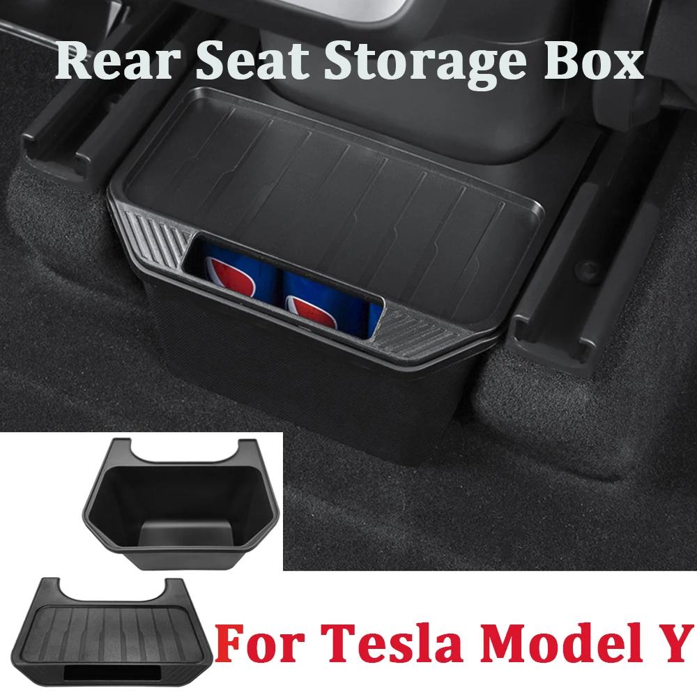 Tesla Model Y Rear Seat Storage Box Trash Can Organizer 2021-2024 Under Air Vent Case Interior Accessories Auto Center Console
