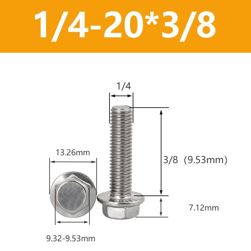 UNC 1/4-20 5/16-18 3/8-16 304 Edelstahl Sechskantkopf mit gerändeltem Flansch Kappe Schraube Sechskant Unterlegscheibenkopf Schraube