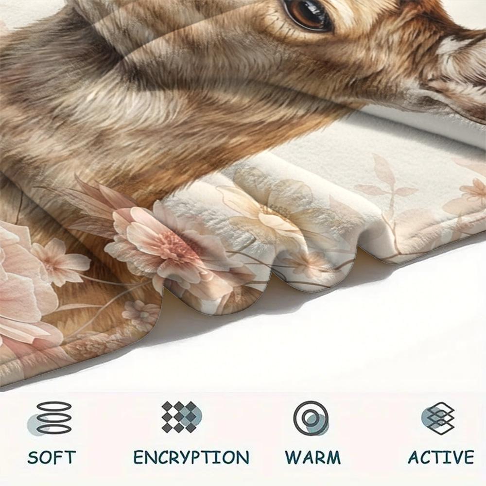 1PC Romanticism Print FlAannel Blanket, High Quality Comfortable for All Seasons, Home Decor, Warmth and Comfort