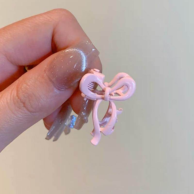 Korean Style Mini Solid Color Ribbon Bow Design Alloy Hair Claws Trendy Barrettes Side Clips Girls Hair Accessories Headwear