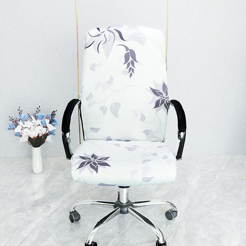 Stretch Spandex Printed Milk Silk Office Chair Cover with Zipper Removable Anti-dirty Computer Rotating Chair Protector