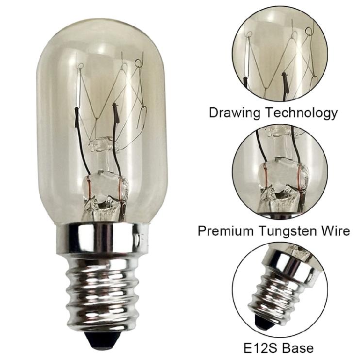 Microwave Light Bulb 110V 15W E12S Replacement Part for Home Kitchen