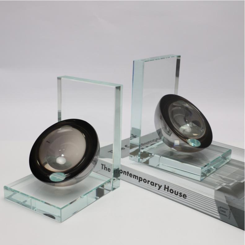 Transparent Crystal Ball Decorative Ornaments, Library Book Stands, Book Supports, Geometric Glass Crafts, Home Decor