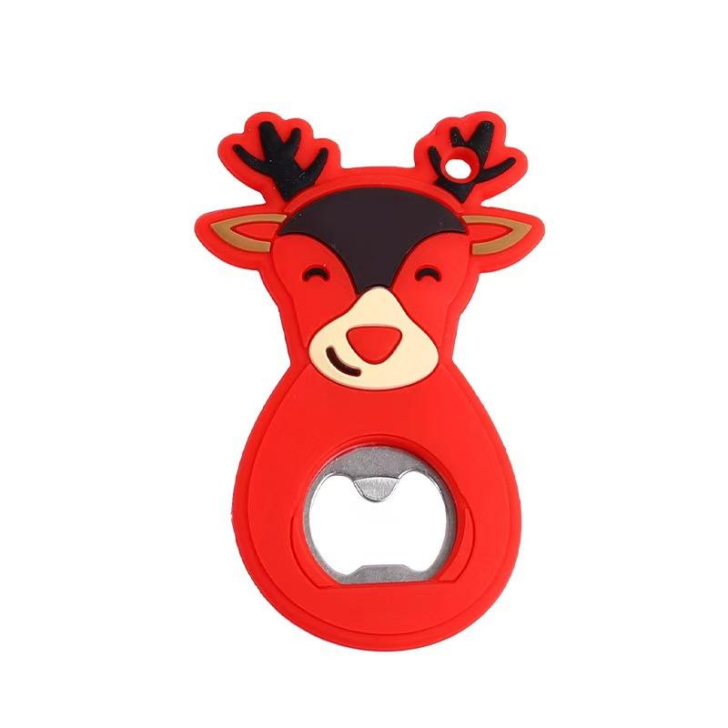 1pc Christmas Bottle Opener with Cute Santa,Rudolph,Snowman&Gingerbread for Man Capsules-Portable Multi-Use Lever-Action Opener