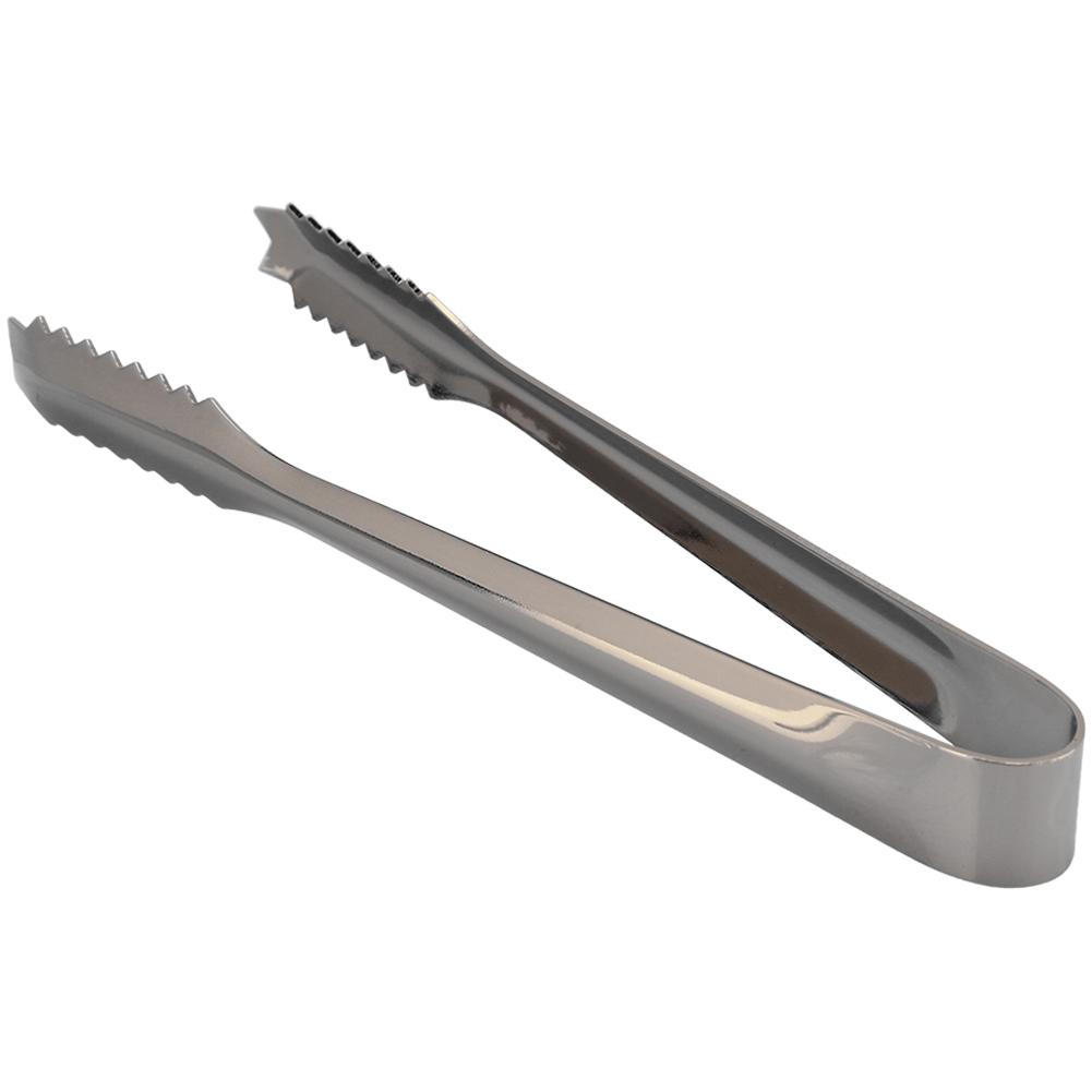 Stainless Steel Ice Clip Food Tongs with Serrated Tip for Home Party Bar Restaurant UseBlack Plated