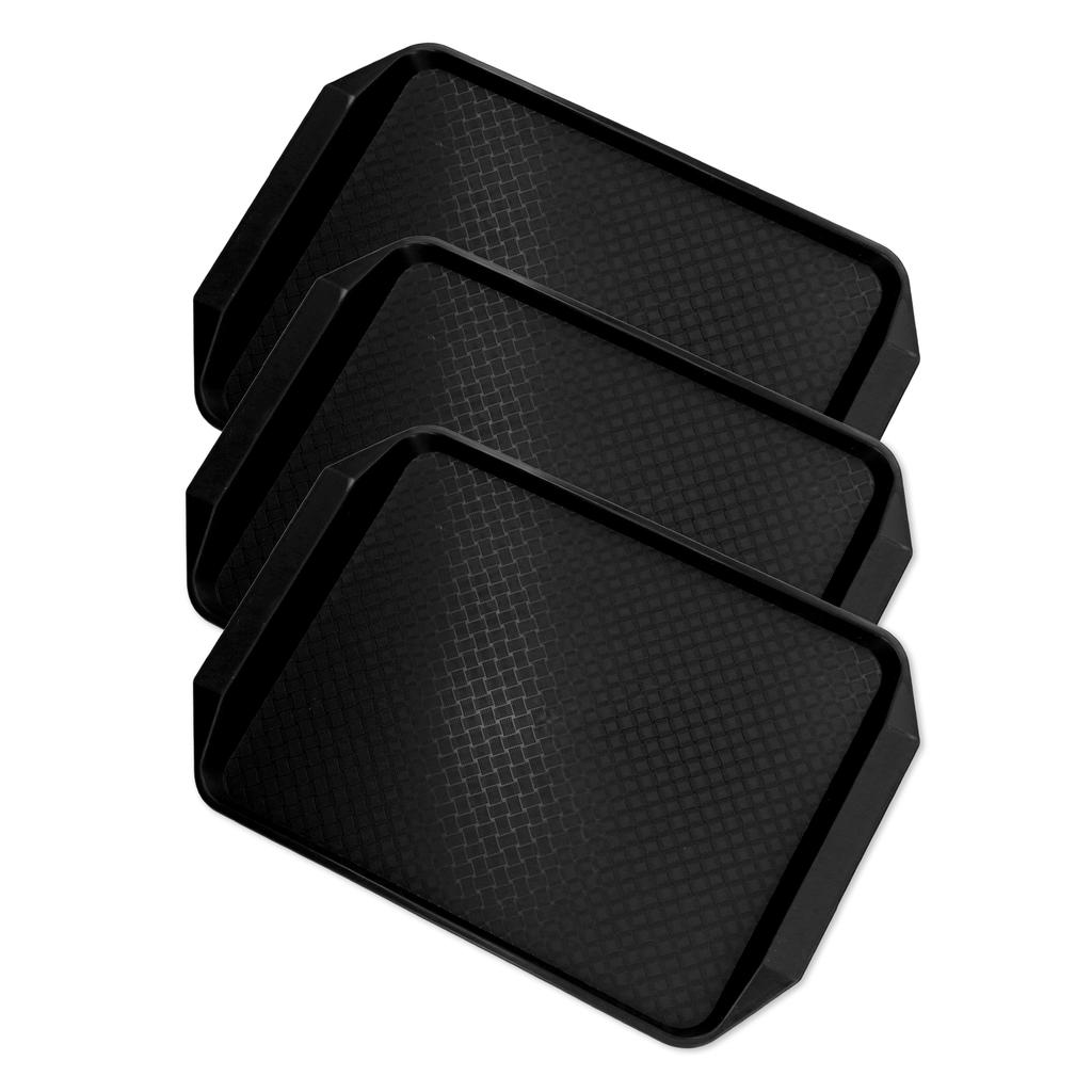 3PCS Colorful Food Tray Rectangle Thickened Binaural Plastic Tray Heat Resistance Stackable Cafeteria Trays for Hotel