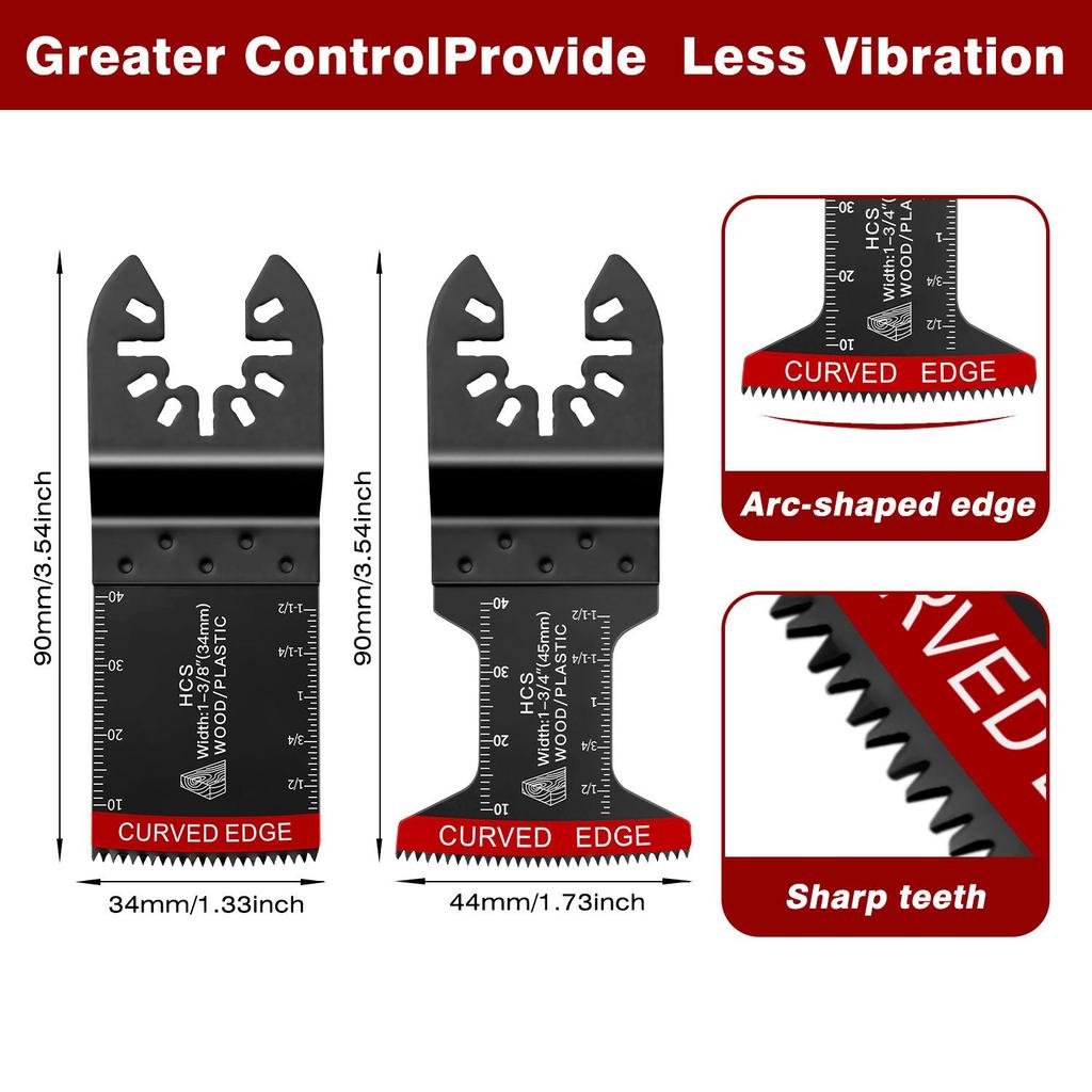 20-Piece Universal Oscillating Saw Blade Set with Arc-Shaped Multi-Functional Quick Release Blades