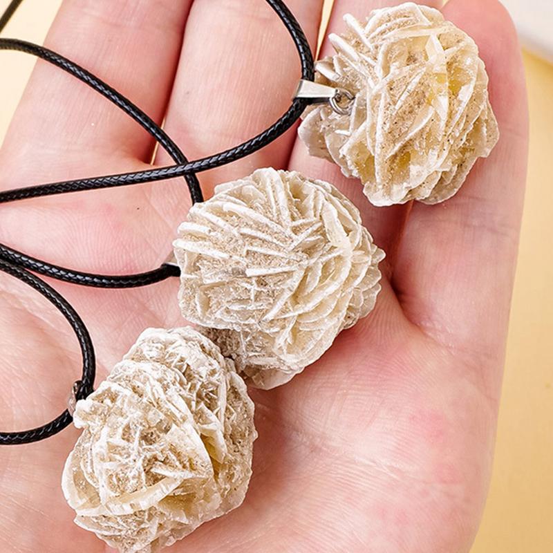 Натуральный кристалл Камень Роза пустыни Ожерелье Сделай сам Каменный кулон для изготовления ювелирных изделий Камень для йоги и медитации Ретро ожерелье для женщин United States