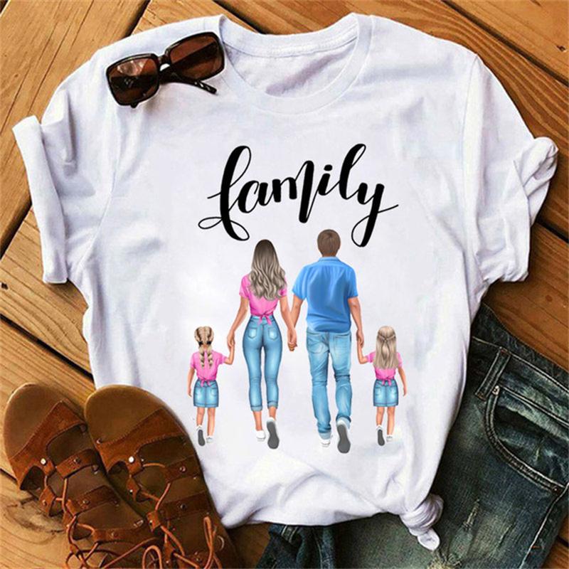 Women Fashion Love Family Short Sleeve T Shirt Mama Mom Mother Tshirts Cartoon Graphic T Top Lady Print Female Tee Shirt
