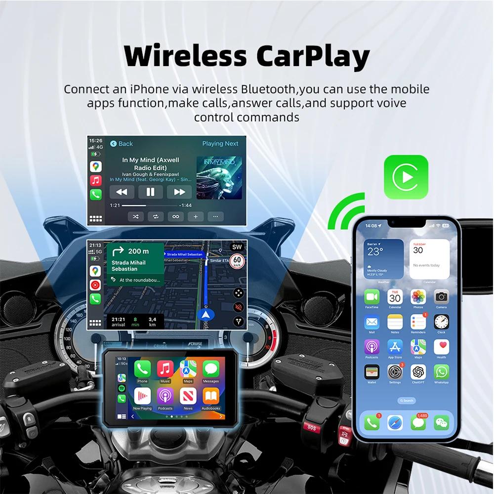 M19 Motorcycle CarPlay Android Auto 5.0 Inch 2 IN 1 Digital GPS Moto Navigation Motorcycle Dashboard Display Screen
