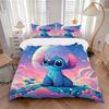 Juego de Ropa de Cama de 3 Piezas Estampado Aventura Espacial de Stitch con Funda Nórdica y 2 Fundas de Almohada Regalo de Cumpleaños para el Hogar