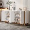 Sideboard Buffet MDF Iron Feet 4 Doors Arch Relief Rounded Corners Push-to-Open Staggered Storage Living Room