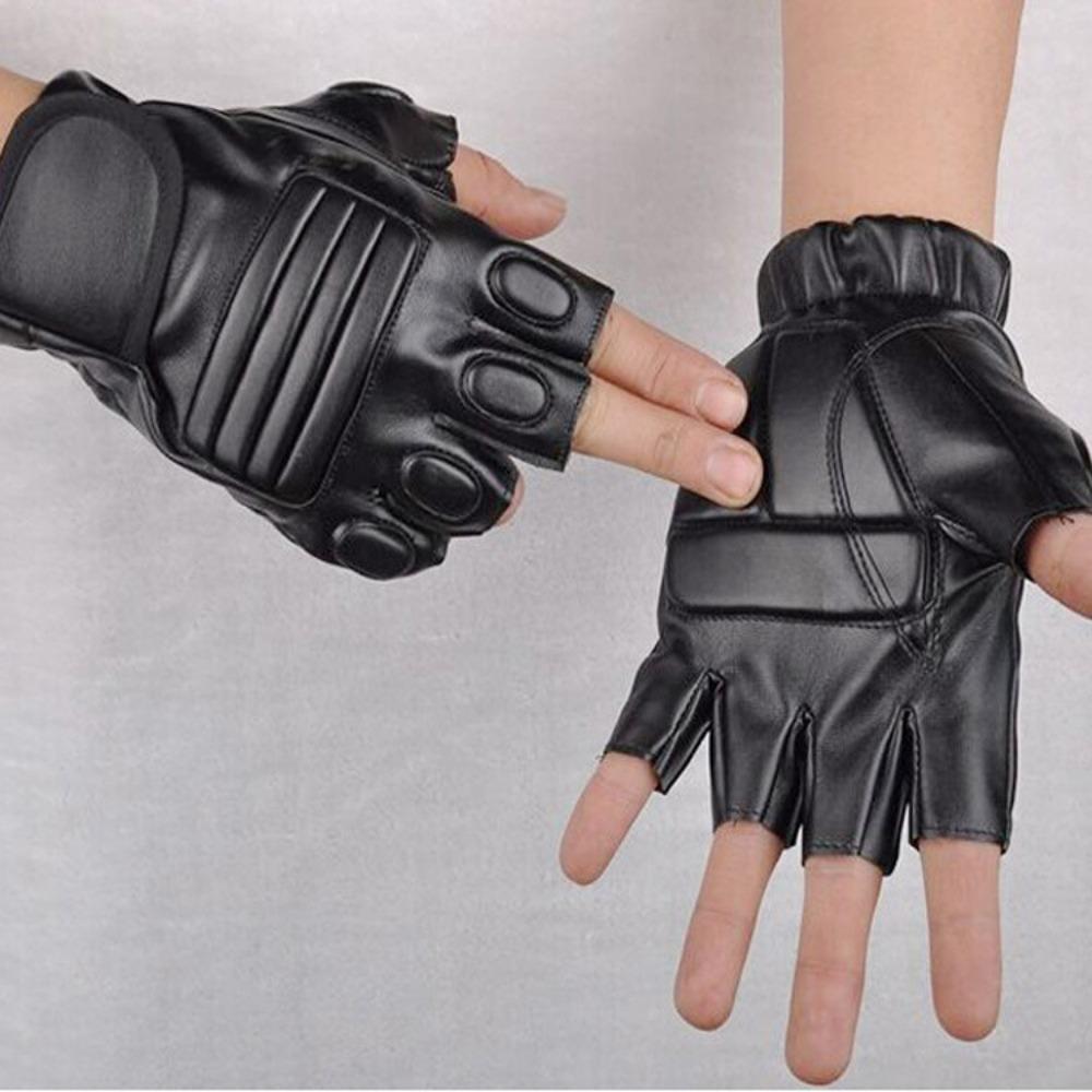 Men's PU half-finger gloves, fitness outdoor sports gloves, imitation leather tactical cycling motorcycle gloves