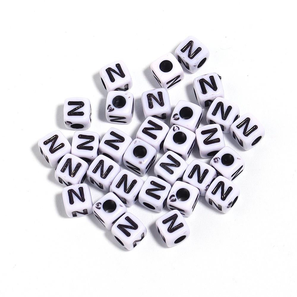 50-100Pcs White Square Acrylic Letter Beads A- Z Cube Loose Spacer Beads Alphabet Beads DIY Bracelet Jewelry Making Accessories