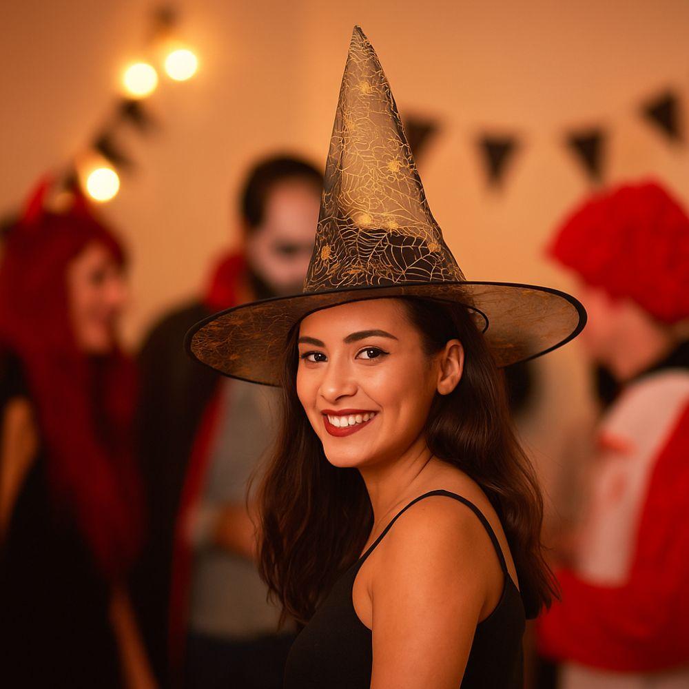 Breathable Halloween Witch Hat Sequin Halloween Headwear Funny Spider Witch Hat  Unisex Accessories