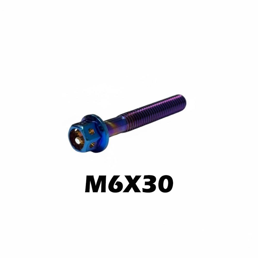 High Quality M6 Titanium Bolt With Drilled Holes Blue Hex Head Screws 10/15/20/25/30/35/40/45/50/60 Titanium Screws Motorcycle