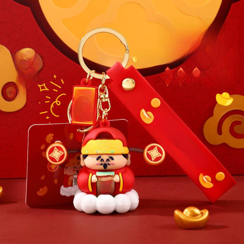 Pvc Zinc Alloy Lucky Fortune God Keychain Charming Cartoon Doll Gift For Kids