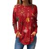 Women's Loose Round Neck Christmas Print Long Sleeve T-Shirt Top Pullover