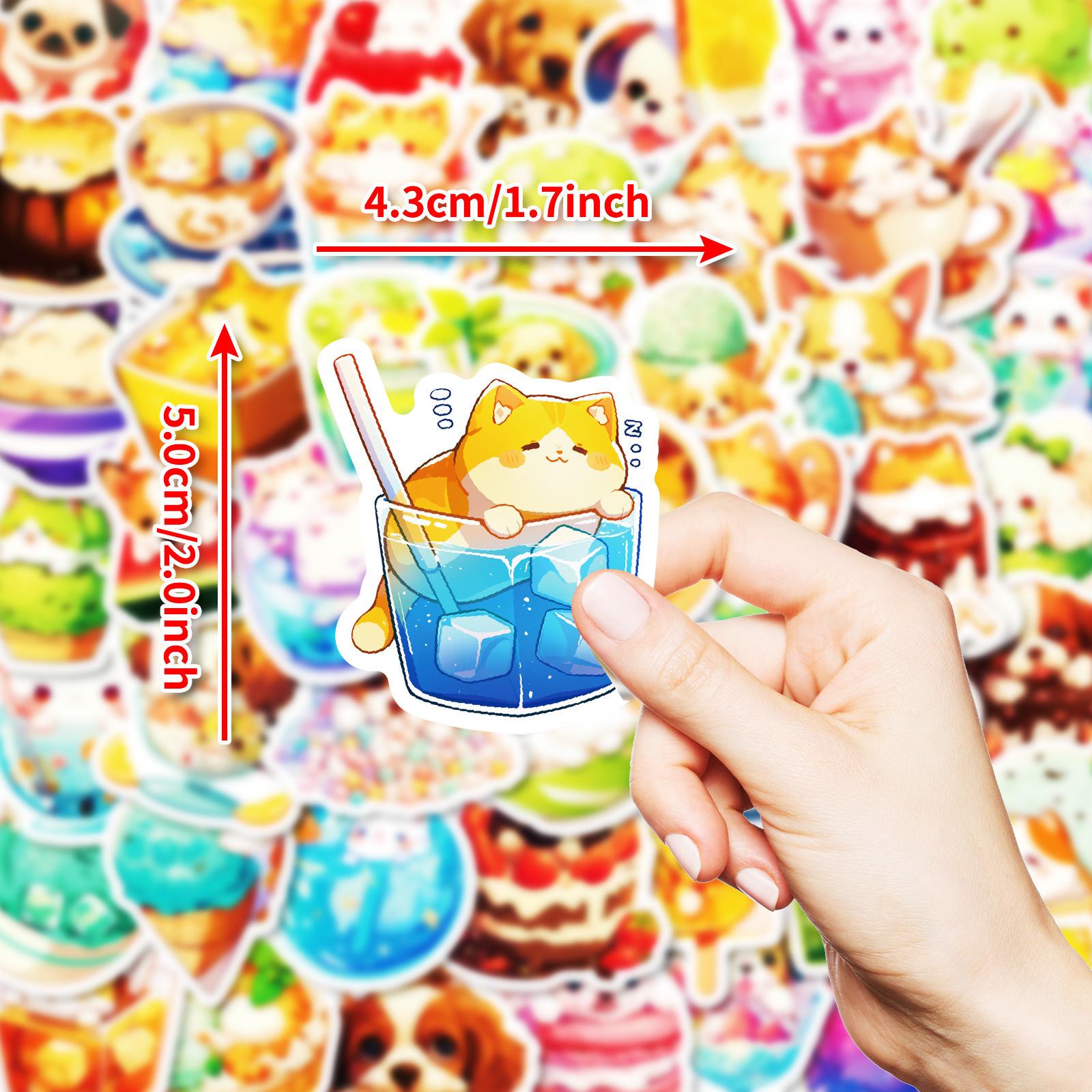

50 Food Cats and Dogs Creative Graffiti Stickers Children Cartoon Stickers Toys