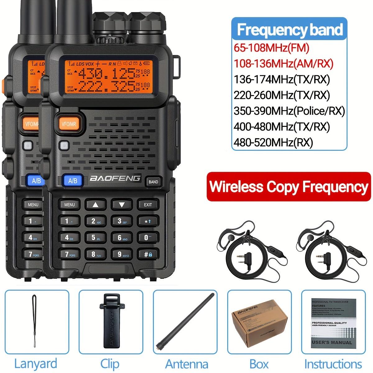 2-Pack BAOFENG UV5R 5RX Geüpgraded Dubbelband Amateurradio met Luchtband Frequentie Kopie voor Kamperen Lange Afstand Oplaadbaar Draagbaar USB Plug