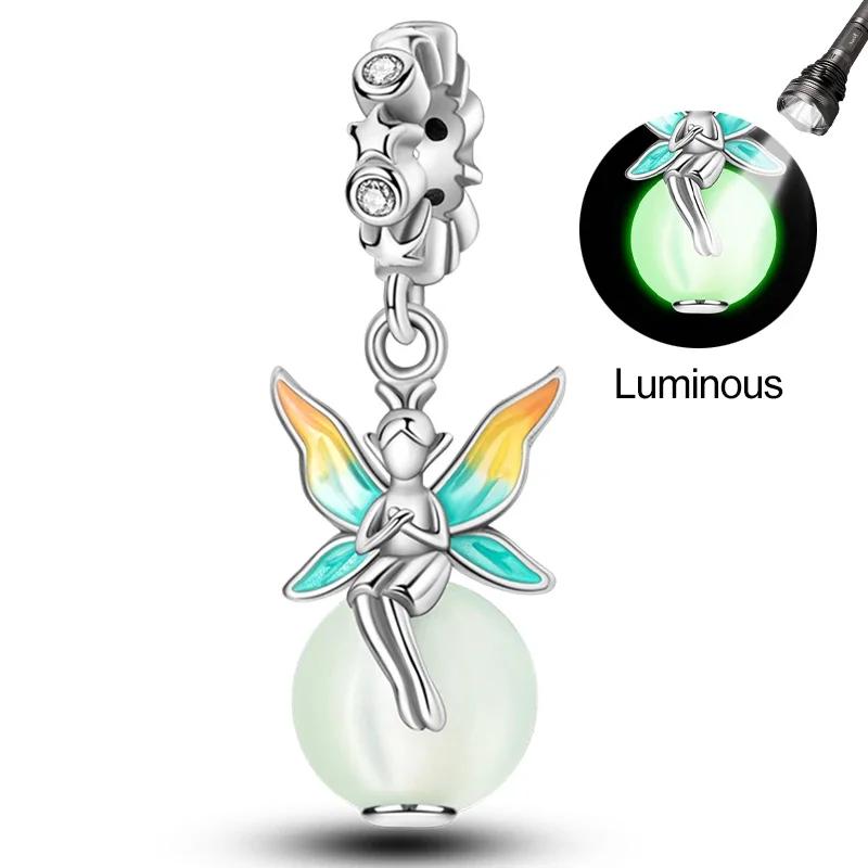 Charms Beads Copper Pink Perfume Bottle Letter Luminous Firefly Tarot Card Beads Fit Diy Bracelets Jewelry