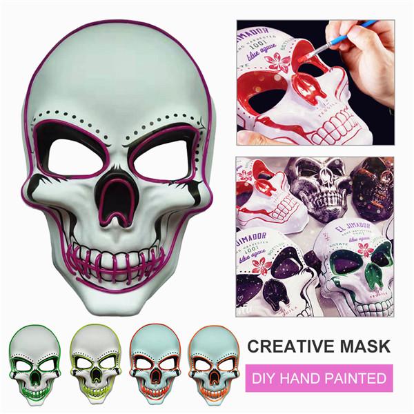 Halloween Skeleton LED Mask Glow Scary EL-Wire Mask Light Up Cosplay ...