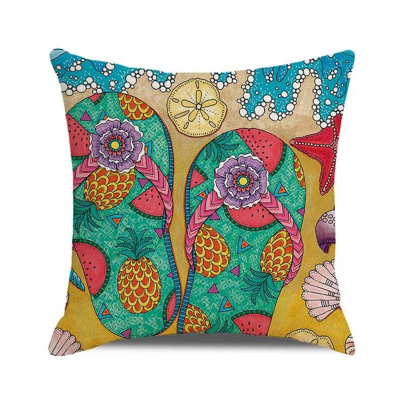 45x45 Cm Starfish Beach Chair Sailboat Slippers Print Pillowcase Upholstery Pillowcase Nautical Style Cushion Cover