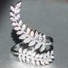 Graceful Leaves Both End Of Open Ring Copper Color Girl Cocktail Party Rings Shine Crystal Zircon Fashion Women Jewelry