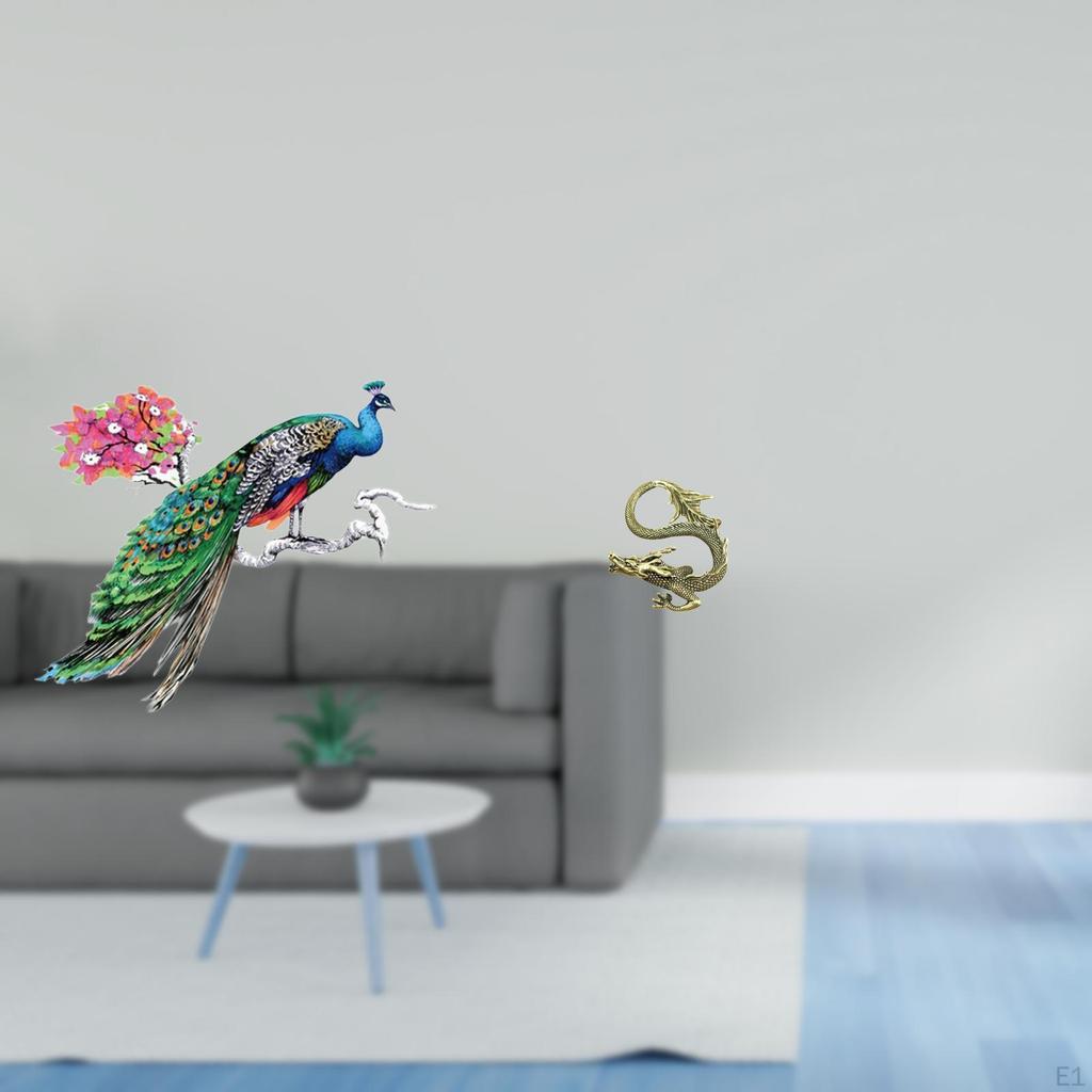 Retro PVC Wall Sticker And Brass Chinese Statue Mini Tea Pet Figurine for Living Room Kitchen