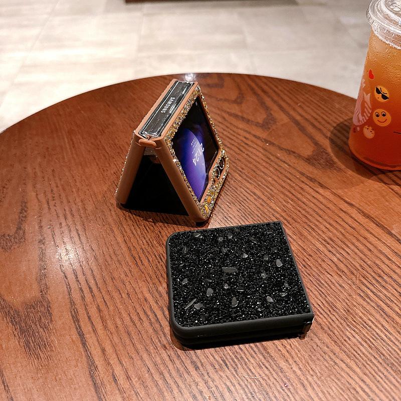 Suitable for Samsung ZFlip5 Flash Diamond Loose Powder Mobile Phone Case Flip4 Folding Screen Fold5 Full Cover Protective Case Fairy