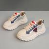 K New Color Matching Thick-soled Leather Sneakers Heightening Shoes Student Dad Shoes