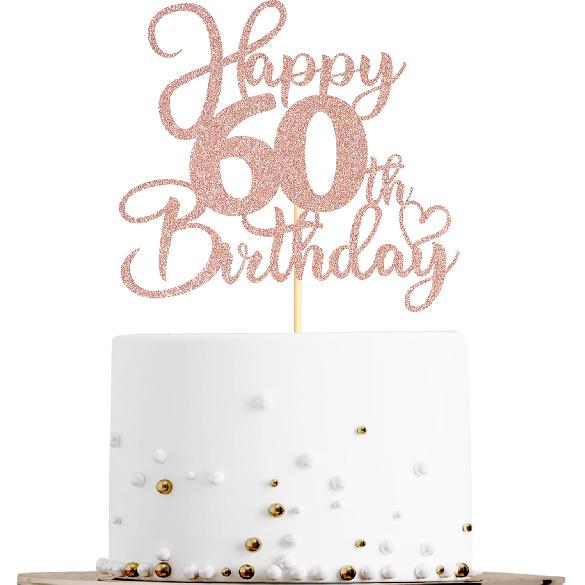 Sotpot 1 Pack 18th Birthday Cake Topper Double-sided Rose Gold Glitter Cake Pick Cake Decoration for Happy 18th Birthday Anniversary Party