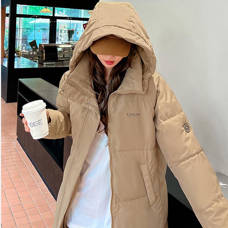 Autumn and Winter Down and Cotton Jackets, Korean Fashion Women's Clothing, Medium and Long Styles, Loose Hooded Cotton Jackets, Casual Jackets