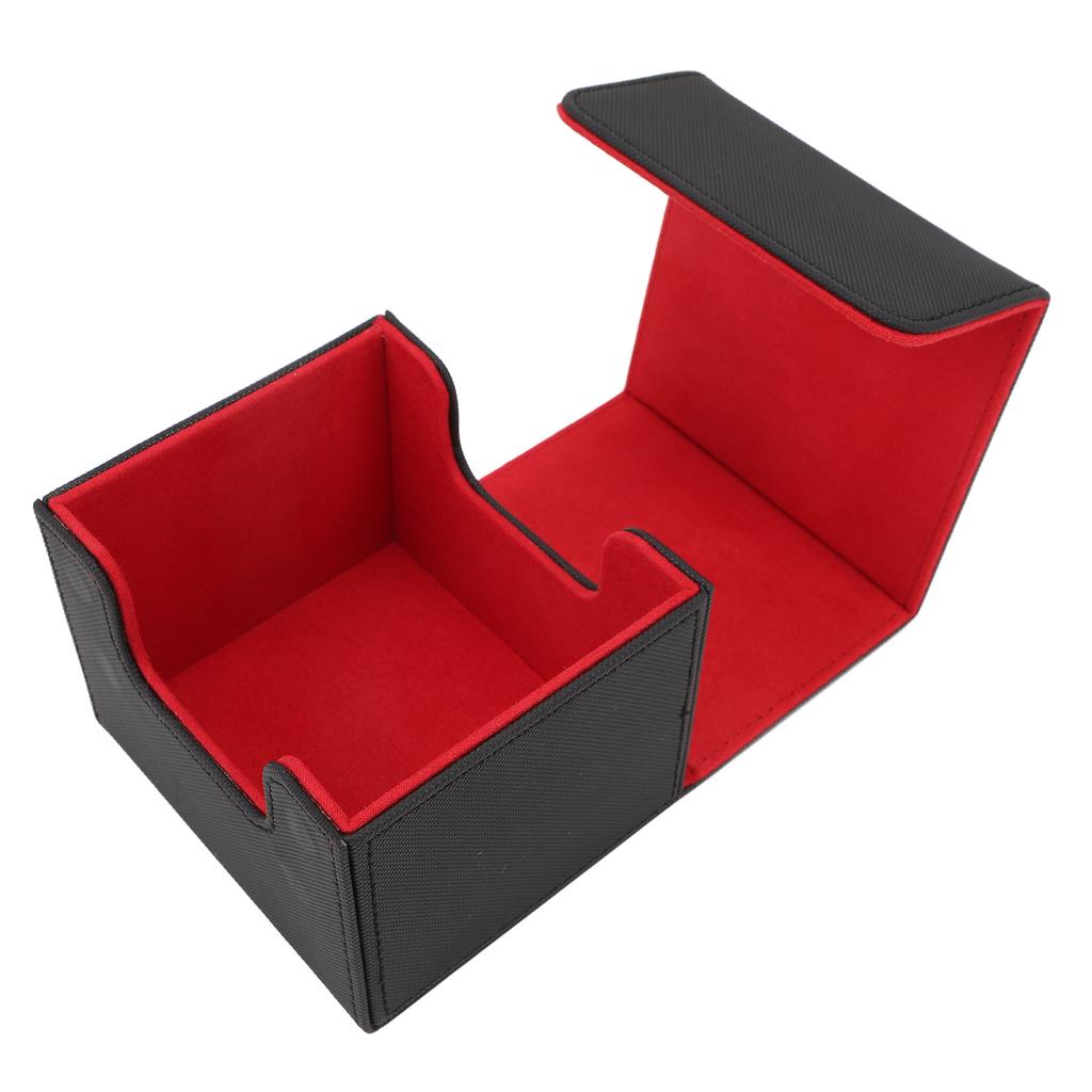 Card Storage Box Multipurpose Large Capacity Flip Side Insert PU Leather Magnetic Closure Trading