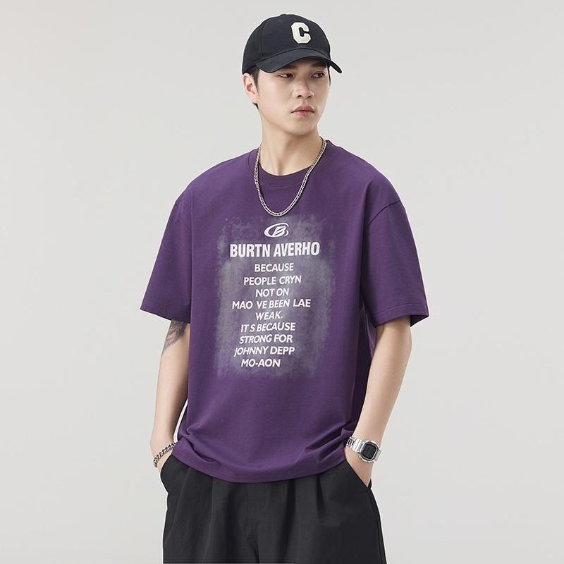 New Summer Men's Cotton Round Neck T-shirt Fashionable Loose Short-sleeved Top Short