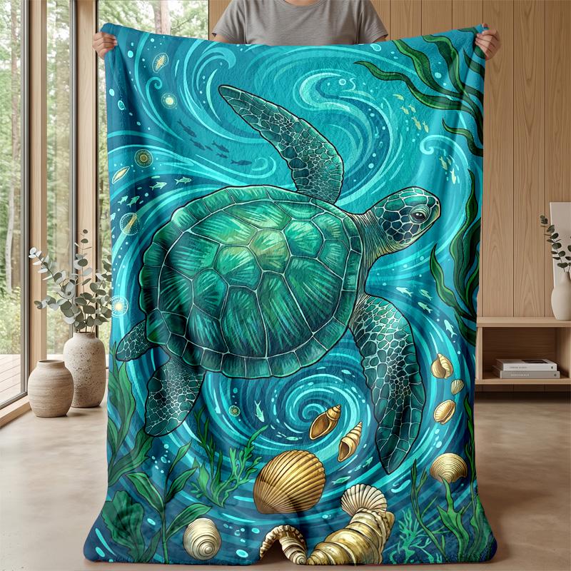 Oceanic Serenity 8 Theme Blanket Lightweight Warm Flannel Blanket Decorative Throw Blanket for Home Decoration