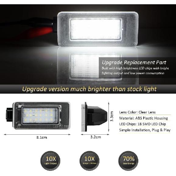 D-Lumina LED License Plate Light Tag Lamp Assembly For -UP Nissan Altima Sentra Rogue Versa, Powered By 18-SMD Xenon White LED Tag Lights, Pack Of 2