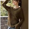 Firstview Women's Round Neck Hollow-Out Knit Sweater FV24D1192