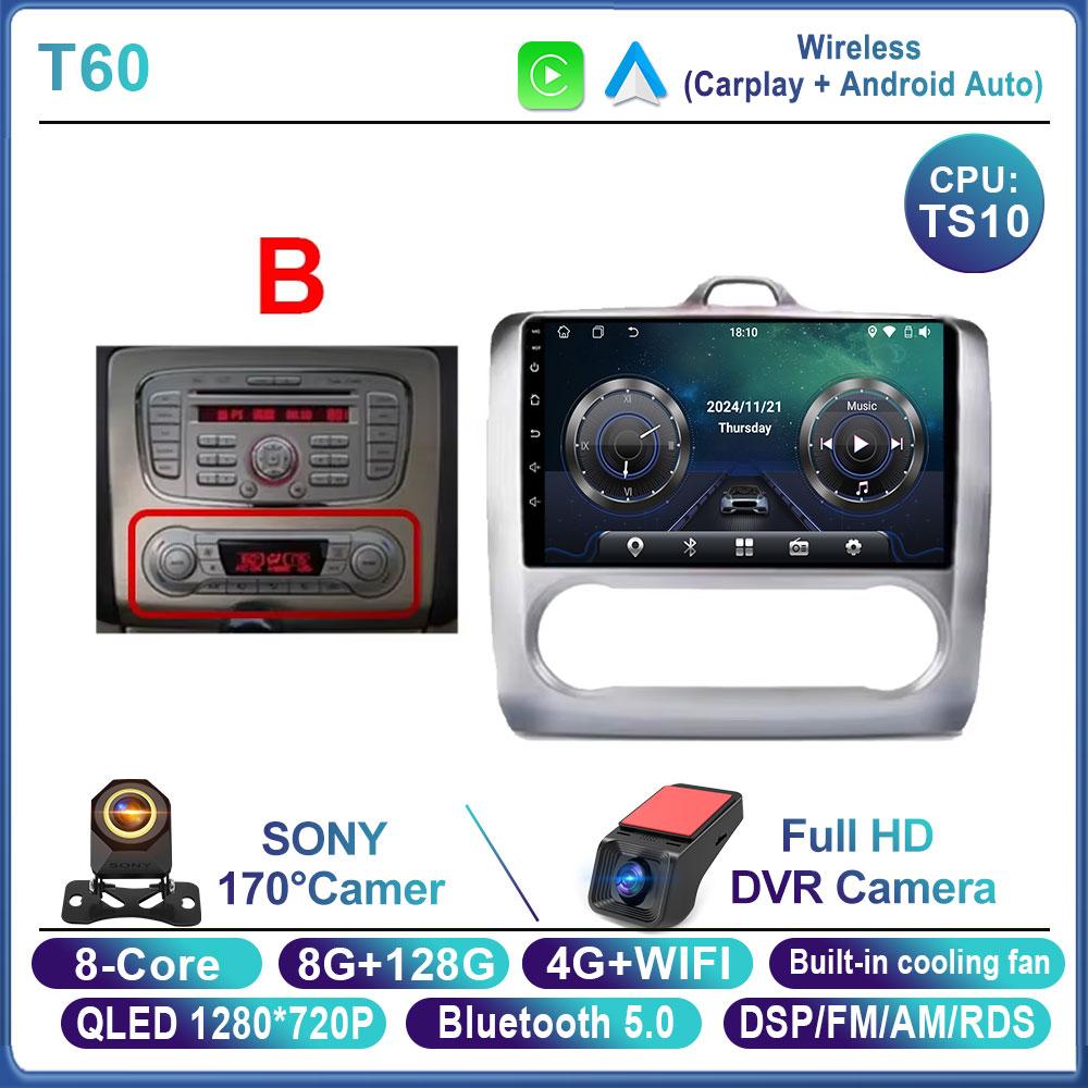 Android 16 For Ford Focus 2 3 Mk2 Mk3 2004 2005 2006 2007 - 2011 Car Radio Navigation Multimedia Player WIFI+4G GPS Carplay Auto