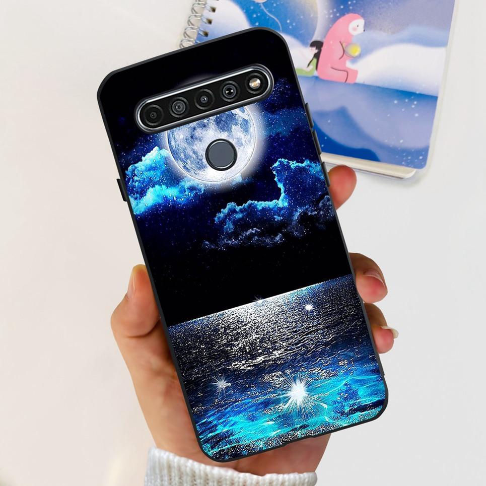 For LG K61 / Q61 / K62 / Q62 Case 2020 Fashion Back Cover Coque Flower Cartoon Animals Dragone Soft TPU Black Silicone Bumper
