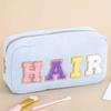 Cosy Velvet Makeup Bag With Embroidered Letters For Travel And Beauty Storage