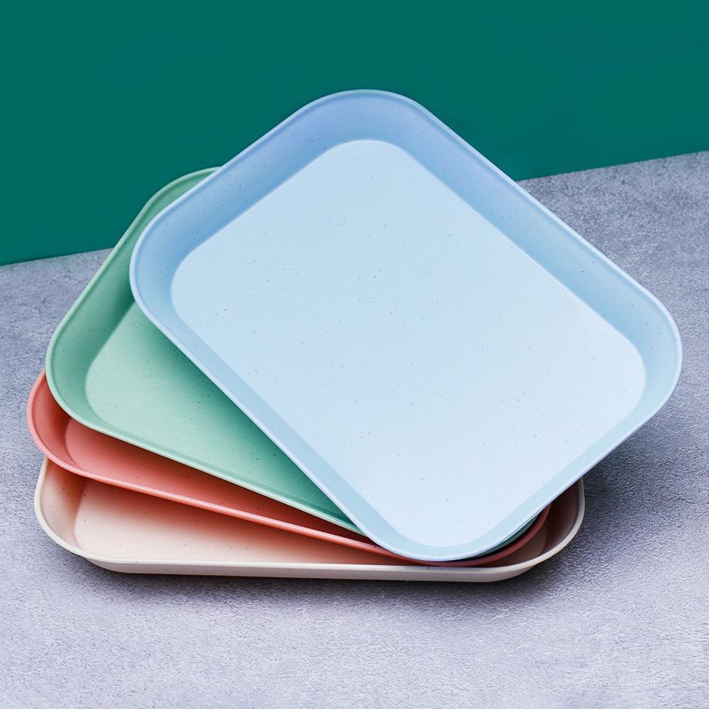 2PCS Rectangular Simple Straw Dinner Plate