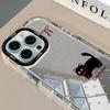 Blau Gepunktete Schwarze Katze für IPhone17promax Creme Spiegel Handyhülle Öl 16 Neu 15 Cartoon 14