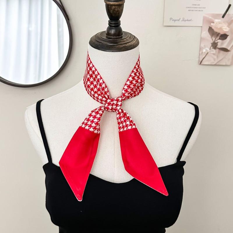 Silk Scarf Versatile Tie Hair Bow Braided Hair Band Tied Bag Streamer with Shirt Small Collar Silk Scarf Waist Belt