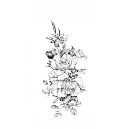 Sexy Black Large Snake Flower Fake Tattoo Stickers For Women Dot Rose Peony Temporary Tattoos Diy Water Transfer Tatoos Girls