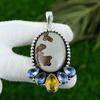Birthday Gift For Her Natural Coffee Bean Jasper Gemstone Pendant 925 Silver